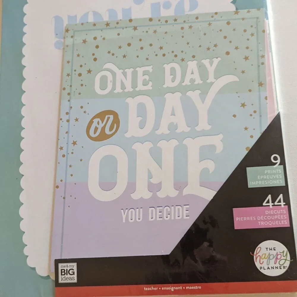 NWT Back to School Happy Planner Teacher 'One Day Day One' 53pc Wall Art Kit